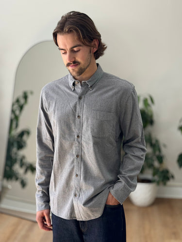 J.Crew Grey Button Up Classic Flannel, Men's XL