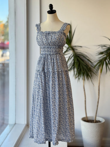 Gap x Doen NWT Blue Floral Tiered Dress, Small