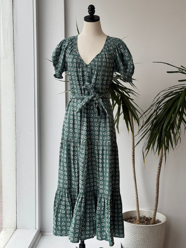 The Great NWT The Dakota Dress in Green Floral, 0/XSmall