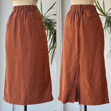 Nico Nicholson Terracotta Linen Midi Skirt, 38/6