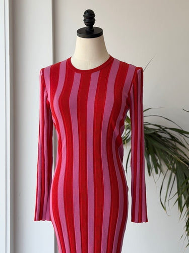 Maison Ullens Pink & Red Knit Stripe Dress, XSmall