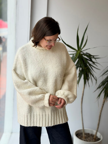 Lisa Says Gah Ivory Oversized Cozy Sweater, XL/2XL