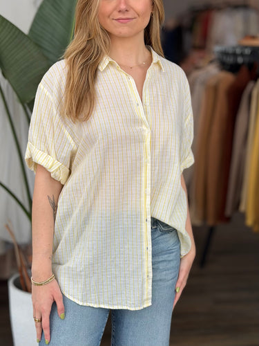 Xirena Yellow Plaid Blouse, XLarge