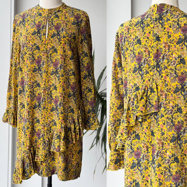 Madewell x Karen Walker Loretta Silk Ruffle Floral Dress, 6