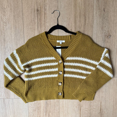 Madewell Moss Green Striped Knit Cardigan, Small