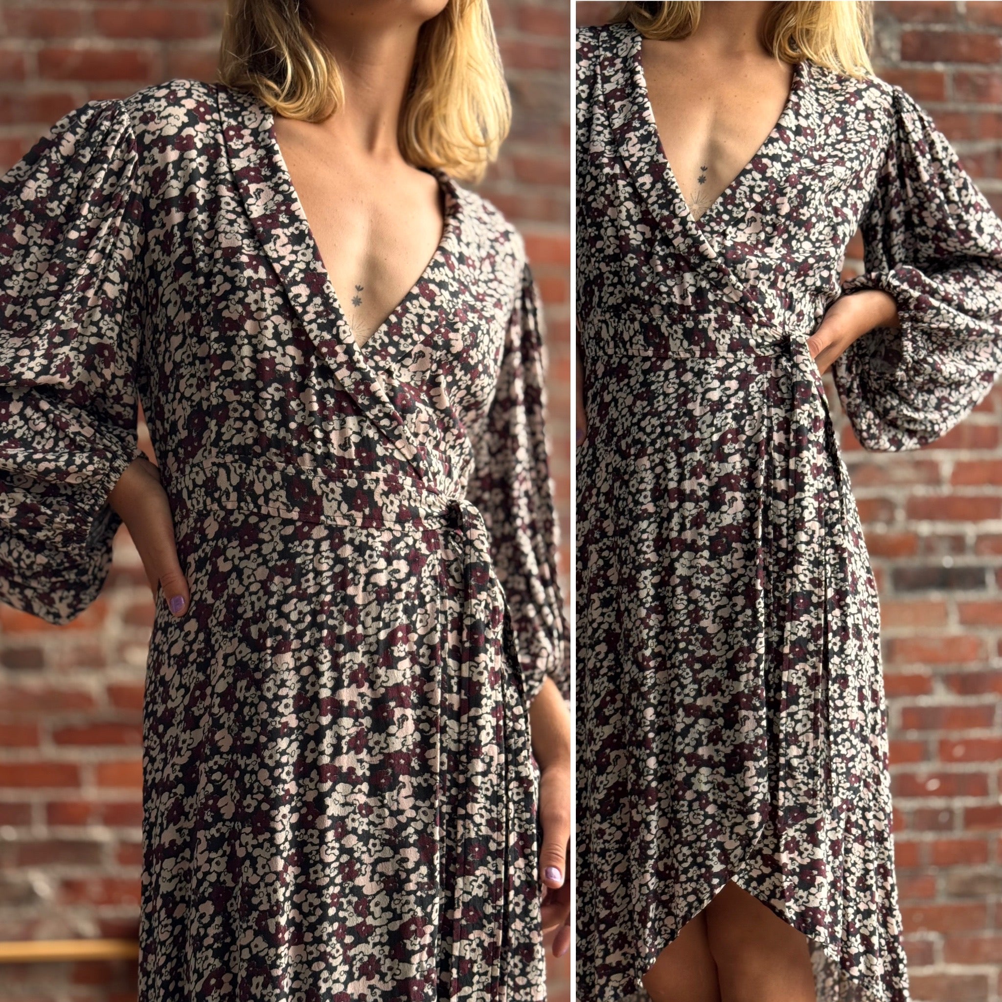 Ganni NWT Floral Wrap Dress, 36