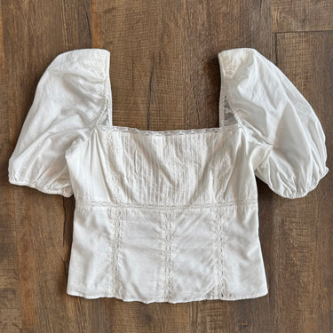 Reformation Ivory Lace Detail Top, 10