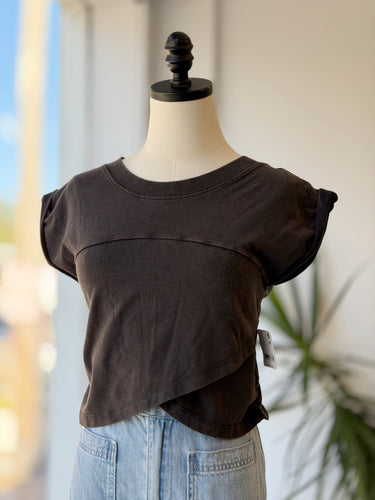 Free People NWT Charcoal Crop T-Shirt, Medium