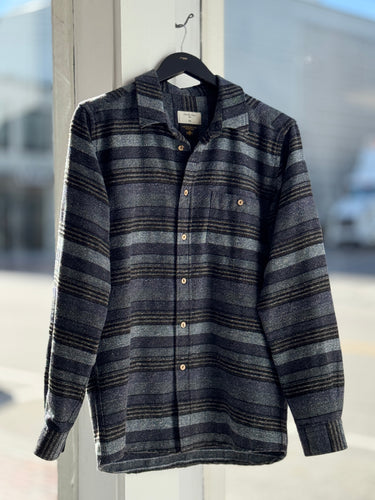 Percival Navy Striped Flannel, Fits Men's Small
