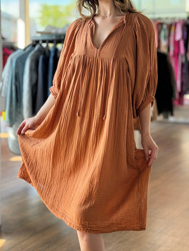 Daughters of India AS IS Kyra Dress in Gauzy Rust, Small