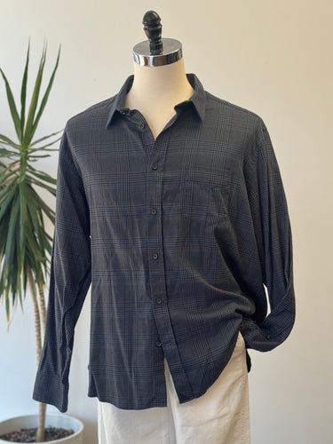 Untuckit Navy Plaid Button Up, Men's XXXLarge
