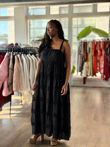 Dissh Black Tiered Maxi Dress, US 6