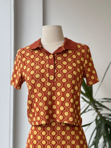 Zara Mustard Retro Polo Top, Small