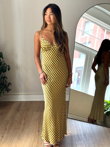Dissh Gala Lime Satin Maxi Dress, US 6