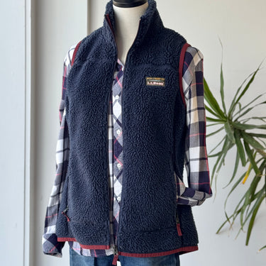 LL Bean AS IS Navy Teddy Fleece Vest - pilling, Small