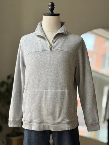 Taylor Stitch Gray Quarter Zip Pullover Sweatshirt, 42