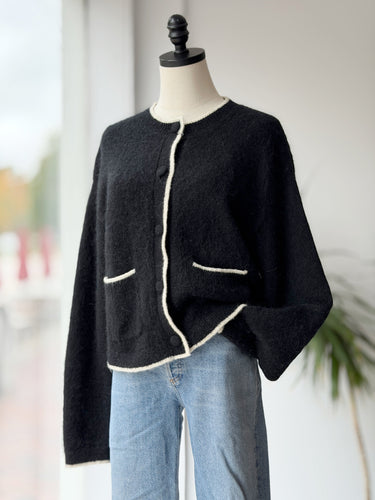 & Other Stories Black & White Trim Cardigan, Medium