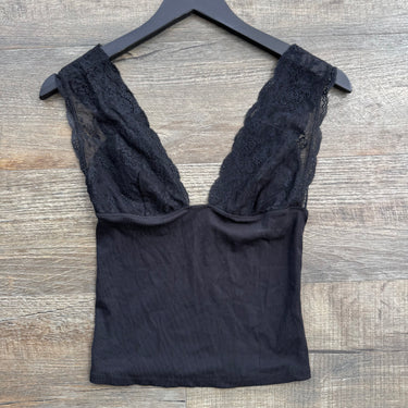 Free People Black Lace Top, Small