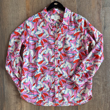 Trovata Birds of Paradis Pink Floral Button Up Shirt, Small