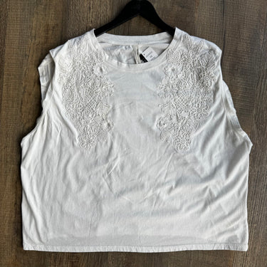 Anthroplogie Ecru Embroidered Tank Top, 2X