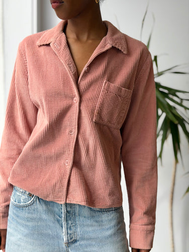 Reformation Pink Corduroy Crop Jacket, Small