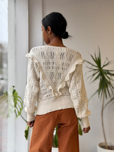 Sezane Aleyna Ivory Sweater, Small