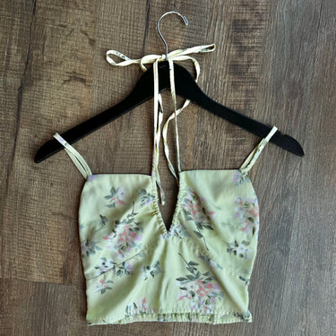 Abercrombie & Fitch Green Floral Halter Tank Top, XXS