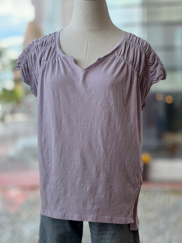 Pilcro Lilac Ruched Shoulder Top, Small