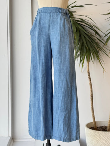 CP Shades AS IS Linen Chambray Wide Leg Pants - discoloration, XSmall