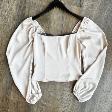 ASTR Satin LS Lace Trim Top, Small