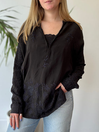 Johnny Was NWT Ellie Top in Black, Small