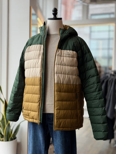 LL Bean Colorblock Down Hooded Jacket, Men's Large Tall