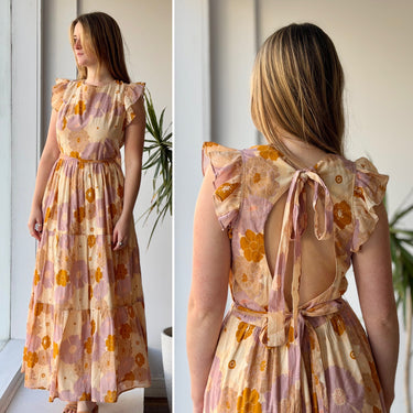Carolina K Mila Floral Open Back Dress, Large