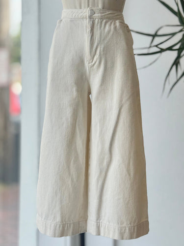 Carleen Ecru Wide Leg Crop Pants, 8