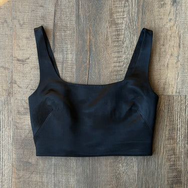 Banana Republic Sateen Square Neck Black Crop Top, 2