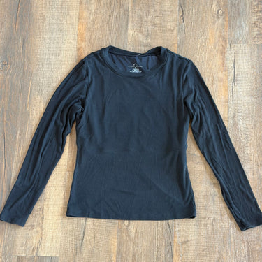 Klassy Network Black Ribbed Long Sleeve Top, XL