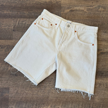 Re/Done Boyfriend Cut Off Ecru Shorts, 24