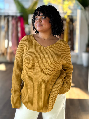 Jenni Kayne NWT - as is - Cotton Cabin Sweater in Mustard - couple pulls, Large
