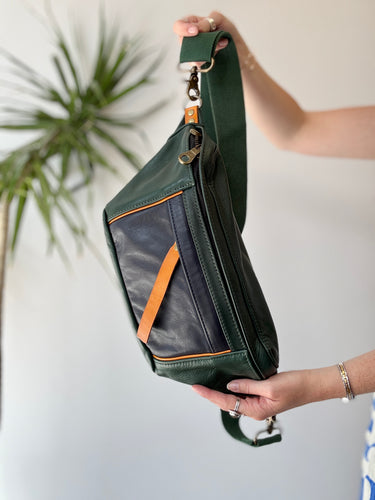 Parker Thatch Cross Your Heart Sling in Green & Navy