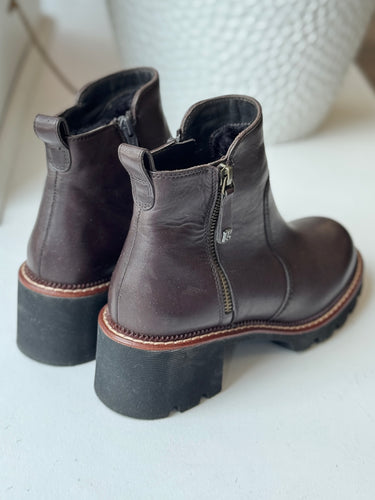 Paul Green Dark Brown Ankle Boots with Faux Fur Lining, AU 5 / US 7.5