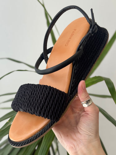 Farm Rio Black Wedge Espadrille Sandals, 9