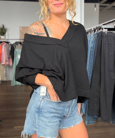 Free People NWT Staycation Pullover in Black, XSmall