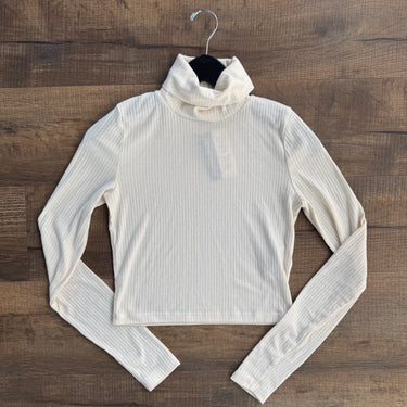Madewell Cream Ribbed Turtleneck, Small