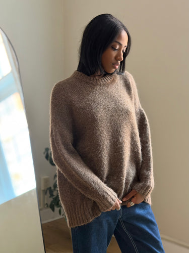Jenni Kayne Baby Alpaca Blend Sweater in Bark, XXSmall