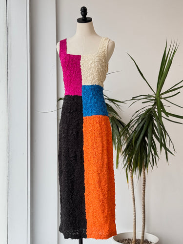 Mara Hoffman Sloan Popcorn Colorblock Textured Dress, 2XL