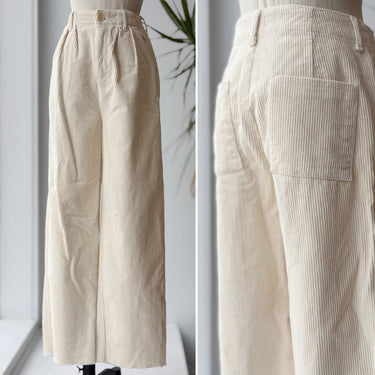 Rudy Jude Cream Pleated Trousers- stains/raw hem, 1