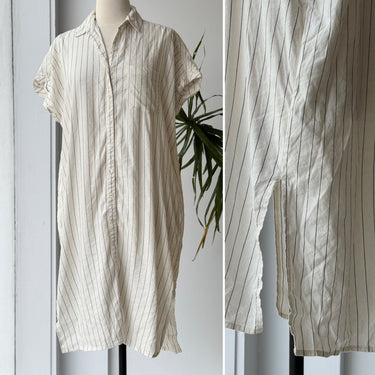 Not Monday Ivory Pinstripe Shirt Dress, XSmall