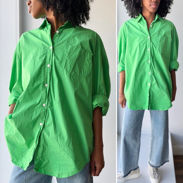 Frankie Shop Bright Green Cotton Oversized Button Up, XS/S