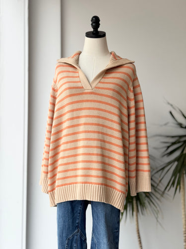 Demylee NWT Leigh Orange Stripe Sweater, Large