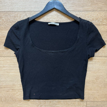 Reformation Ribbed Black Tee, Small